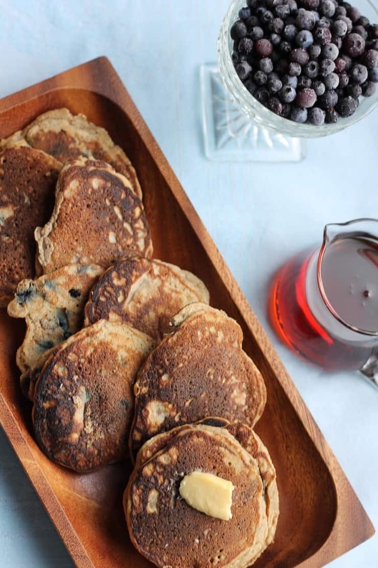 Blueberry Pancakes Grain free and Sweetener free with Coconut Flour