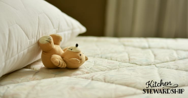 Bear laying on mattress