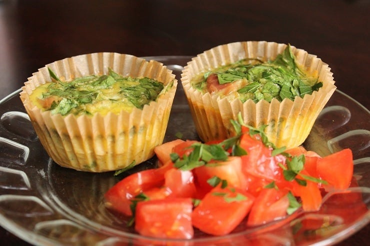 Spinach Prosciutto and Egg Muffins with Diced Tomatoes