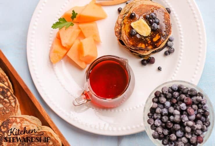 Coconut flour pancakes with blueberries