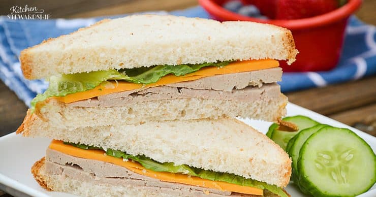 Homemade lunch meat is your lunch solution. Serve it on crackers, bread, plain or even rolled up with veggies inside! Perfect for all ages, from babies to adults.
