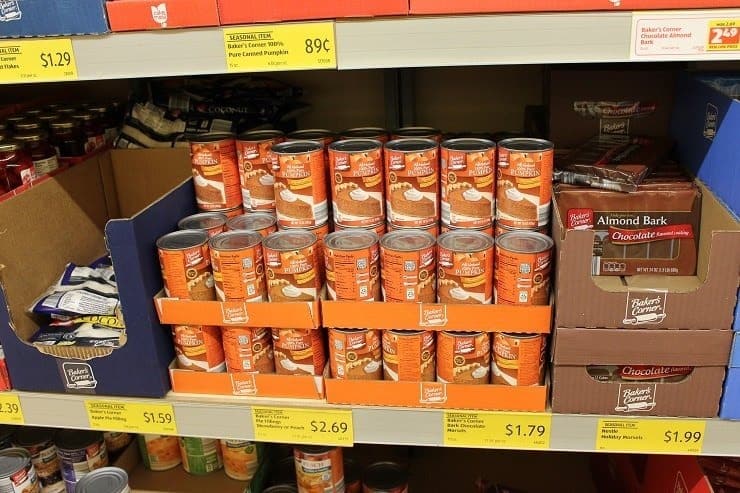 ALDI canned pumpkin seasonal item