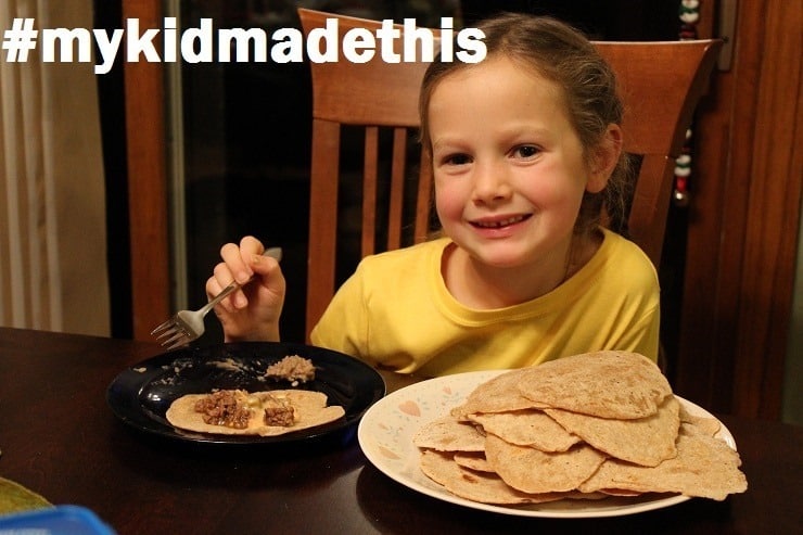 Leah and her homemade tortillas she rolled them all by herself