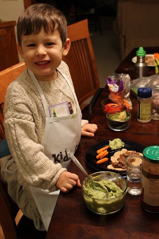 4yo with homemade guacamole he made himself.