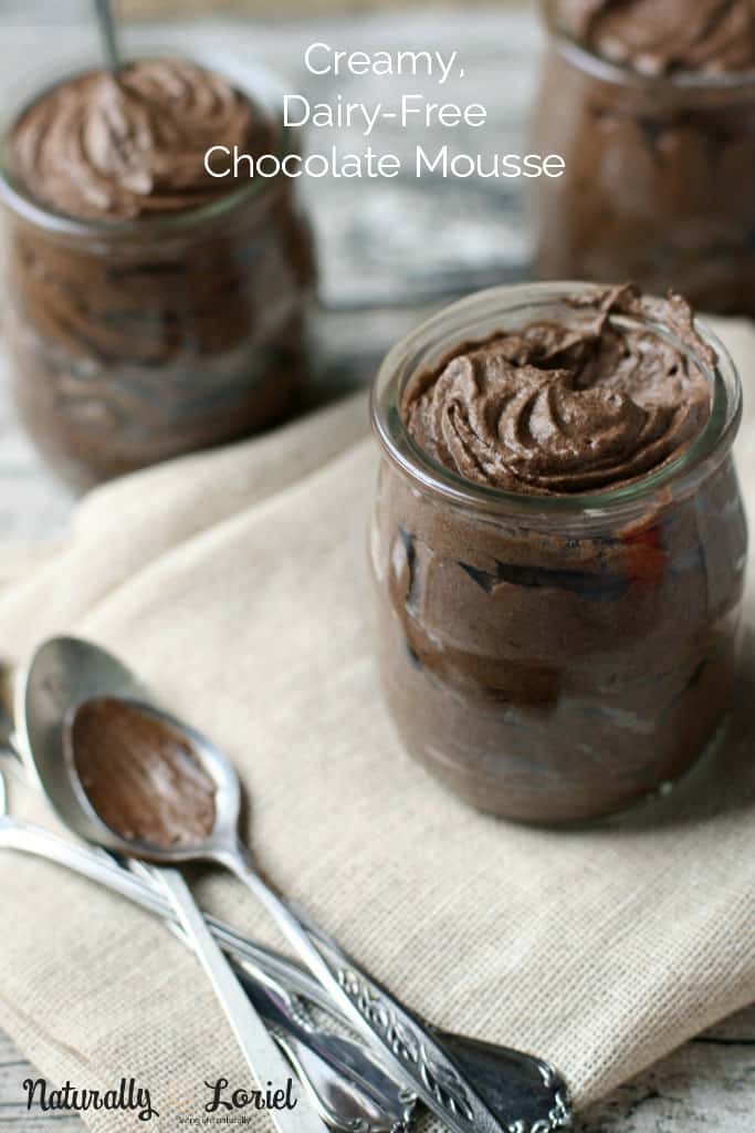 Creamy dairy-free chocolate mousse in a glass jar