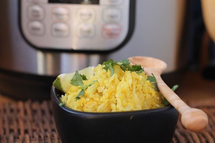 Bowl of Cilantro Lime Cauli Rice made in the Instant Pot