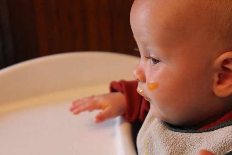 Gabes first meal of egg yolk