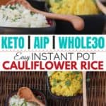 You CAN make Paleo cauli rice, the grain-free cauliflower side dish substitute, with your Instant Pot pressure cooker! Less chopping, NO food processor, and simple ingredients. #whole30 #paleo #grainfree #meatless #vegetarian #cleaneatingrecipes #realfood