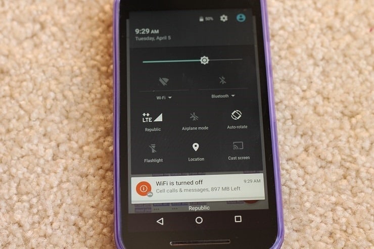 My Republic Wireless phone when Wi Fi is off cell data always stays on