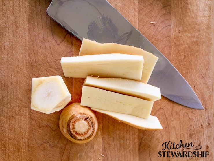 Coring a parsnip gets the toughest part out