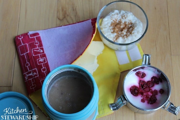 packed school lunch with reusable containers