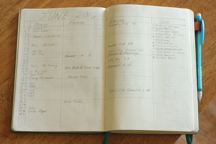 bullet journal one month calendar