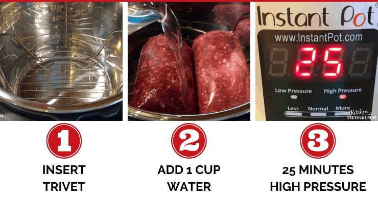 Step by step photo tutorial for How to Cook FROZEN Ground Beef in an electric pressure cooker