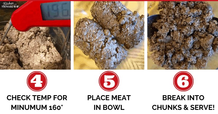 Step by step photo tutorial for How To Cook Frozen Ground Beef In The Instant Pot 