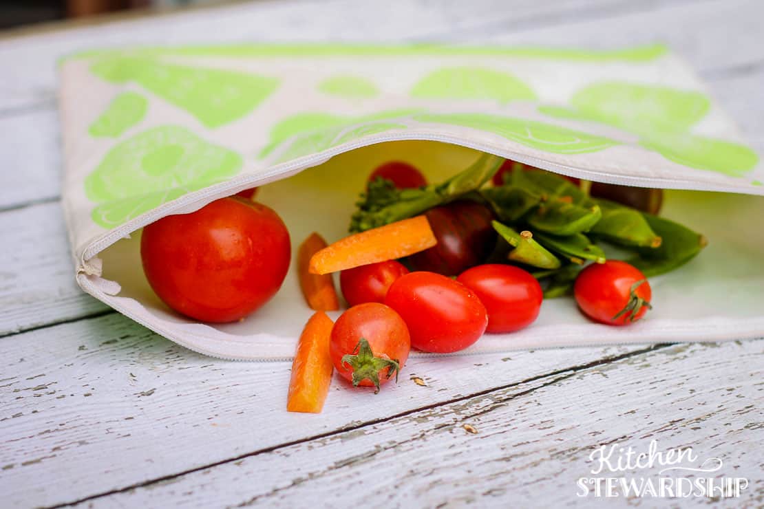 reusable snack bag with food