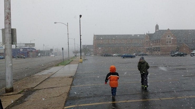 caught in a snowstorm in April