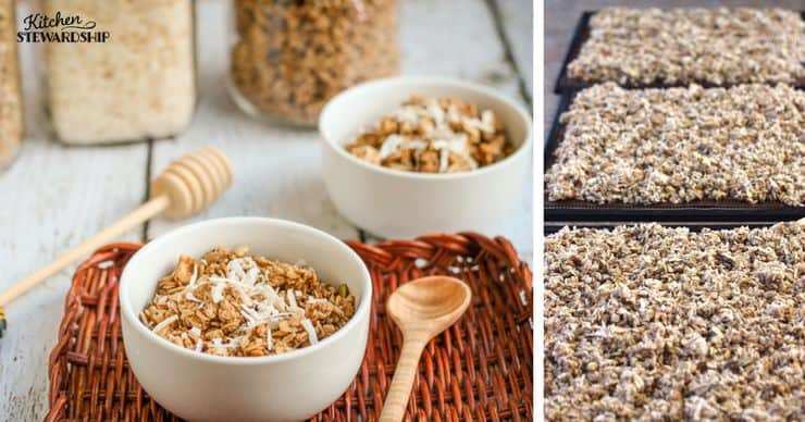 Granola sweetened with maple syrup.
