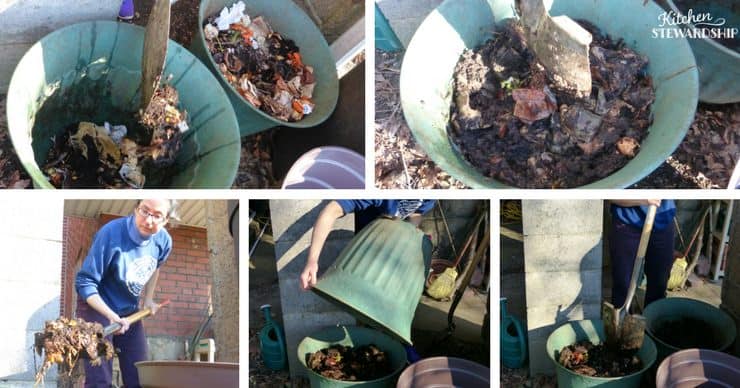 compost new to old shovel dump chop