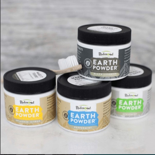 Redmond's new Earthpowder will change the way you brush your teeth! 4 flavors to choose from, 2 with whitening! Review and where to buy.