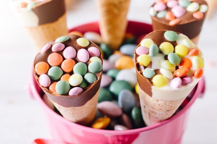 Ice cream in baskets
