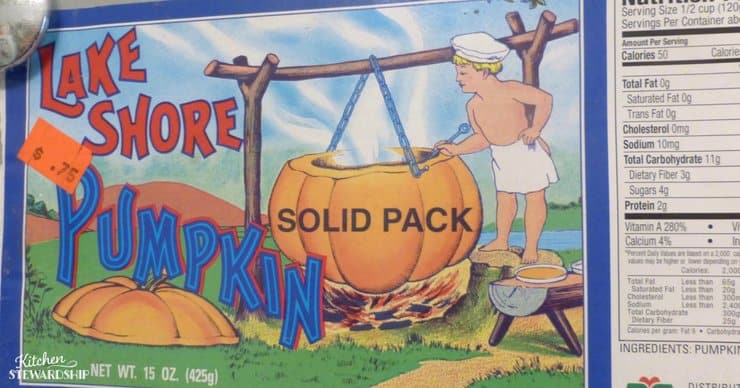 label on canned pumpkin