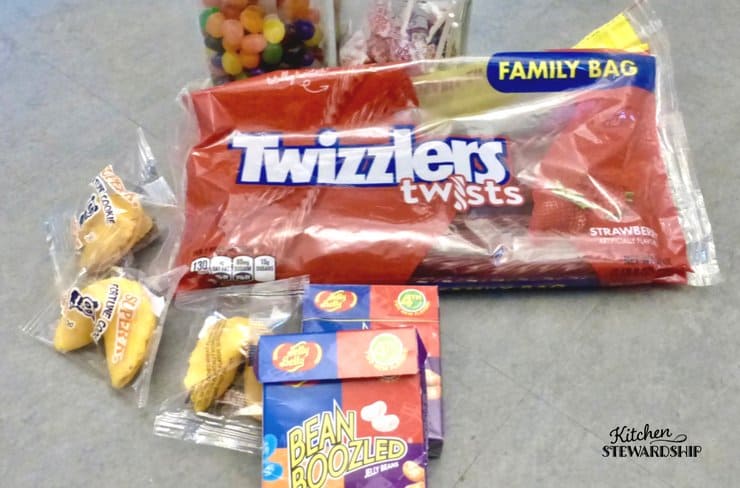 Twizzlers, fortune cookies and jelly beans
