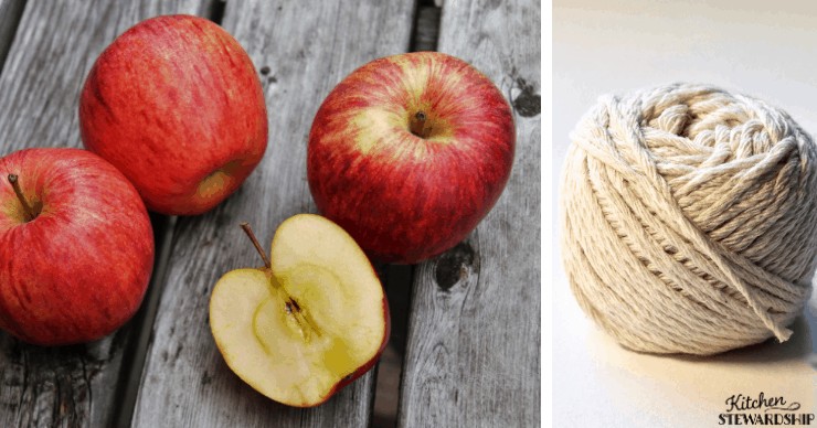 Simple Halloween party game - apples on a string