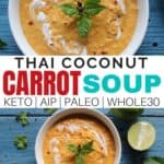Thai Coconut Carrot soup recipe. Plus why Thai soup is so good for you. Enjoy the health benefits of this delicious soup tonight! #souprecipes #naturalremedies #naturalhealth #cleaneatingrecipes #realfood