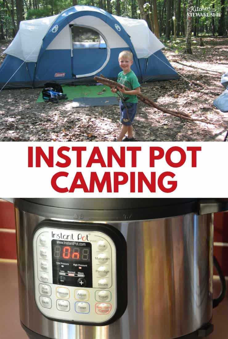 Boy at a campsite and an Instant Pot