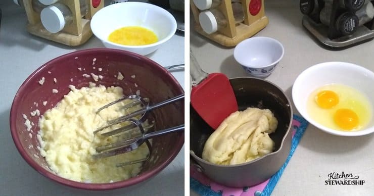 Gluten-free dairy-free batter while mixing and after it is done.