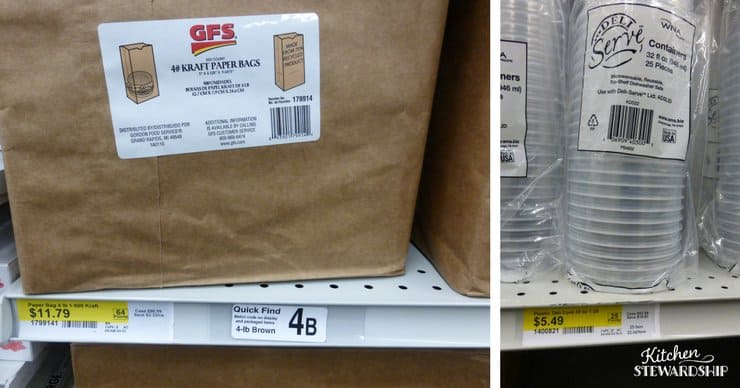 Paper bags at cups at Gordon Food Service.