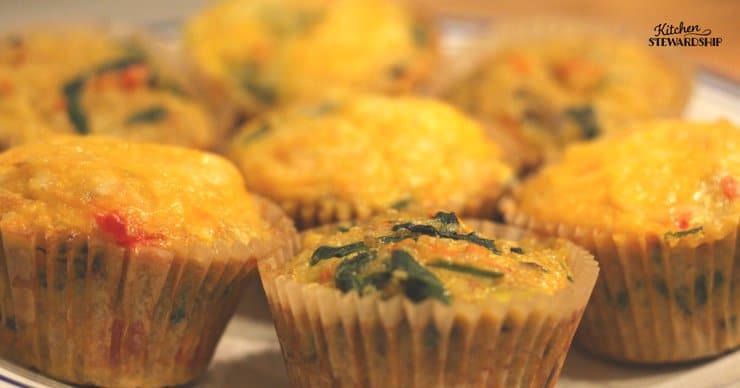 Quinoa, Veggie and Egg Breakfast Bites on a plate. Words read: Easy Breakfast Bites with Veggies!