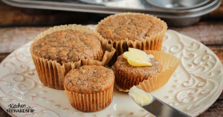  100% Whole Grain Spelt Banana Muffins on a plate