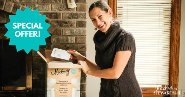 Katie Kimball from Kitchen Stewardship opening her Mockmill grain mill.