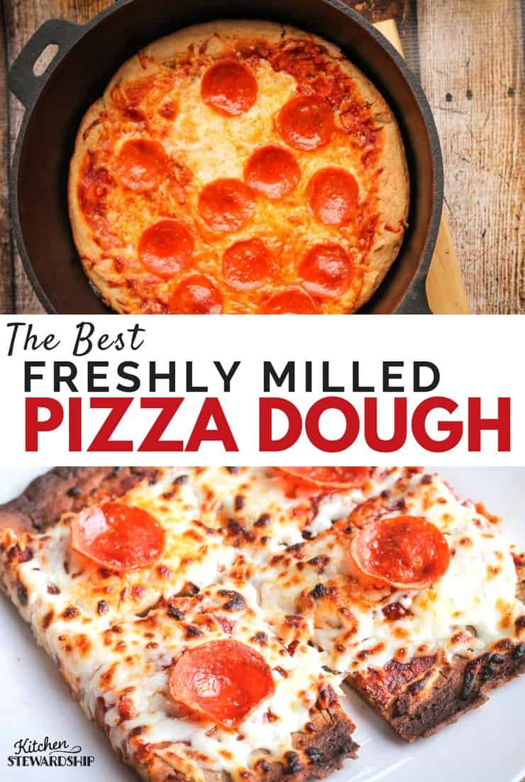 Freshly baked einkorn and gluten-free pepperoni pizza. Both with brown crispy crusts!