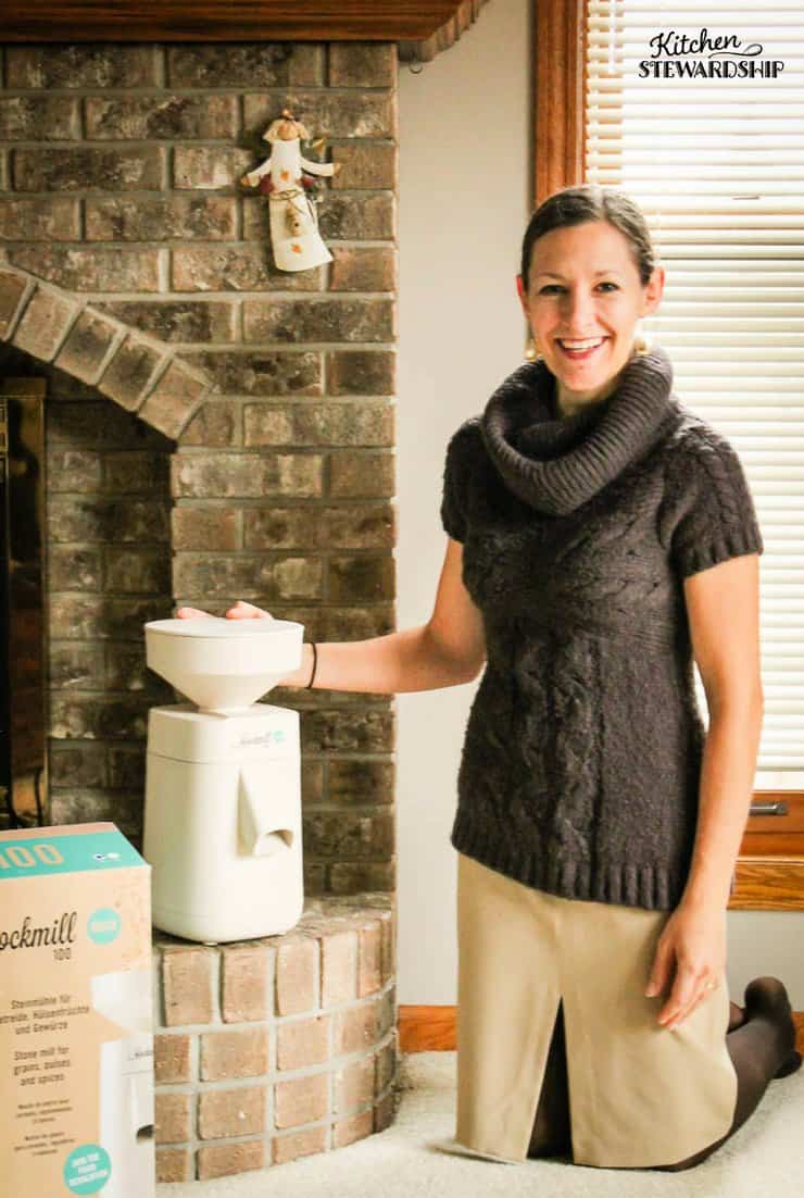 Katie Kimball from Kitchen Stewardship unboxing the Mockmill grain mill.