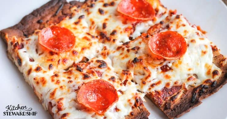 whole grain buckwheat gluten-free pizza on a plate