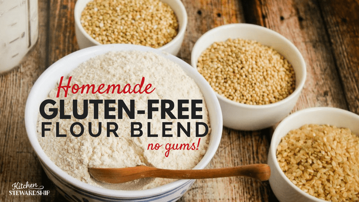 3 whole grains and arrowroot starch plus a bowl of homemade gluten-free flour blend