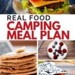 Hamburger, pancakes, yogurt and veggies.