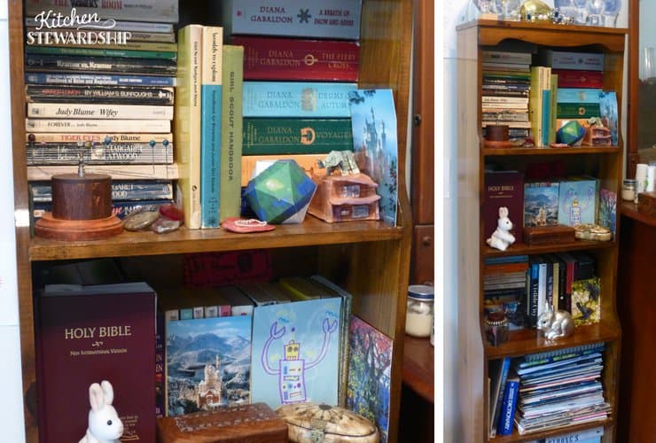 Stacking shelves to make them hold more things and keep them organized. 