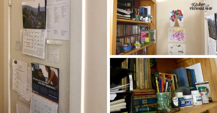 Organizing shelves to make more space. 