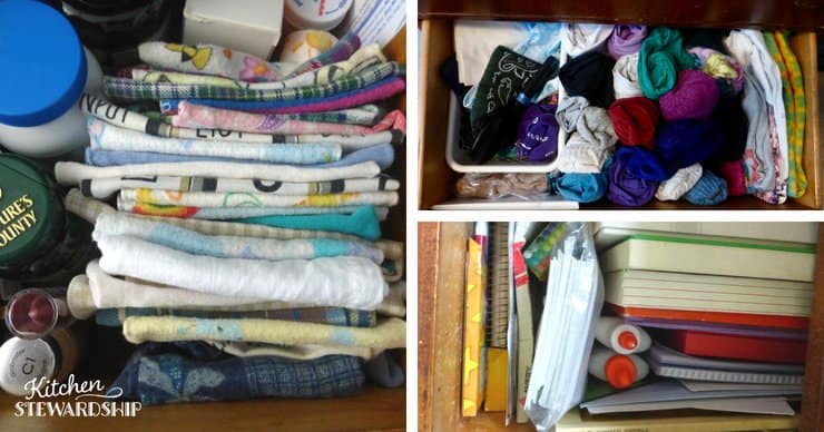 Stocking clothes and books creatively on shelves will help make more space.