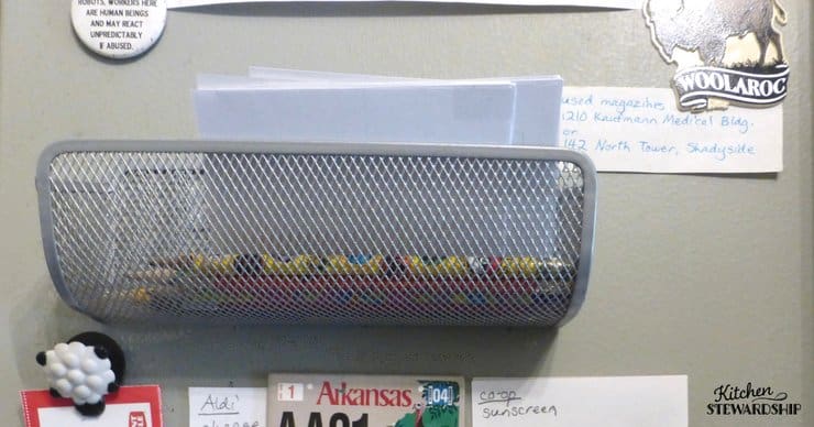 Use a pencil holder on your fridge to optimize space. 