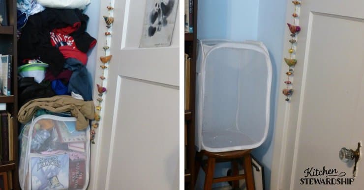 Adding a stool over a vent to be able to stack things on top and add space. 