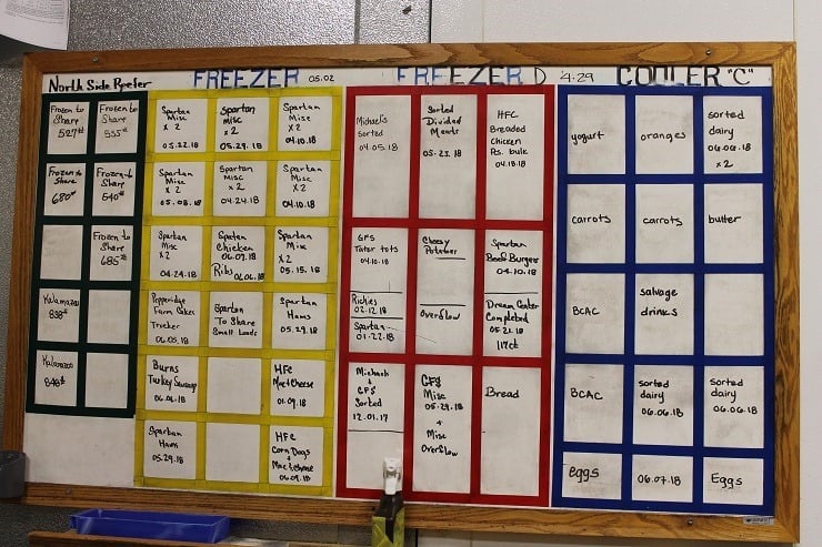 freezer and cooler organization at Buist Community Assistance Center 