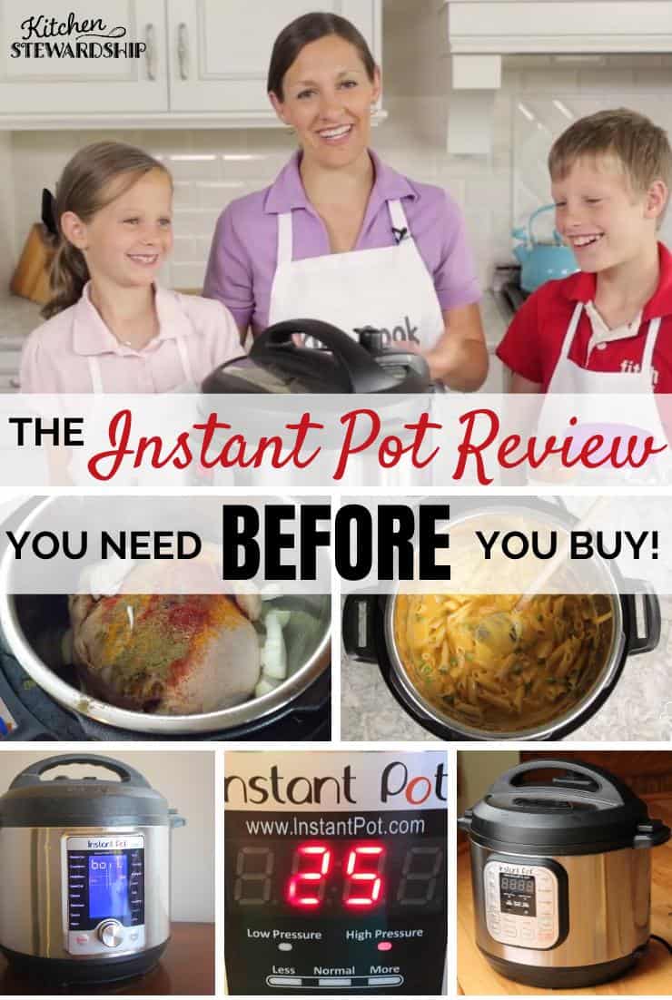 Katie Kimball showing Instant Pot to kids, Instant Pot cooking chicken and soup, various Instant Pot models. The Instant Pot Review You Need Before You buy