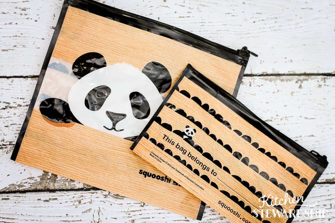 reusable snack and sandwich bag with panda print