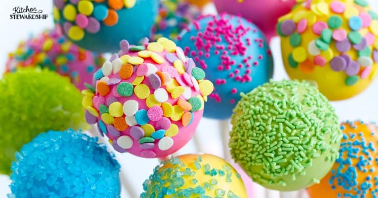 Brightly colored cake pops. 