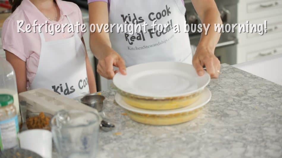 refrigerate grain-free crustless quiche made by kids for quick healthy breakfast