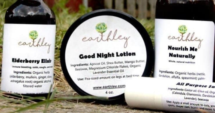Earthley elderberry elixir, good night lotion, all purpose salve and nourish me naturally